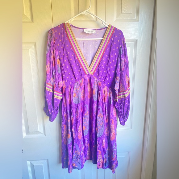 ba&sh Lydia Mini Purple Dress with Floral Accents - Picture 5 of 9